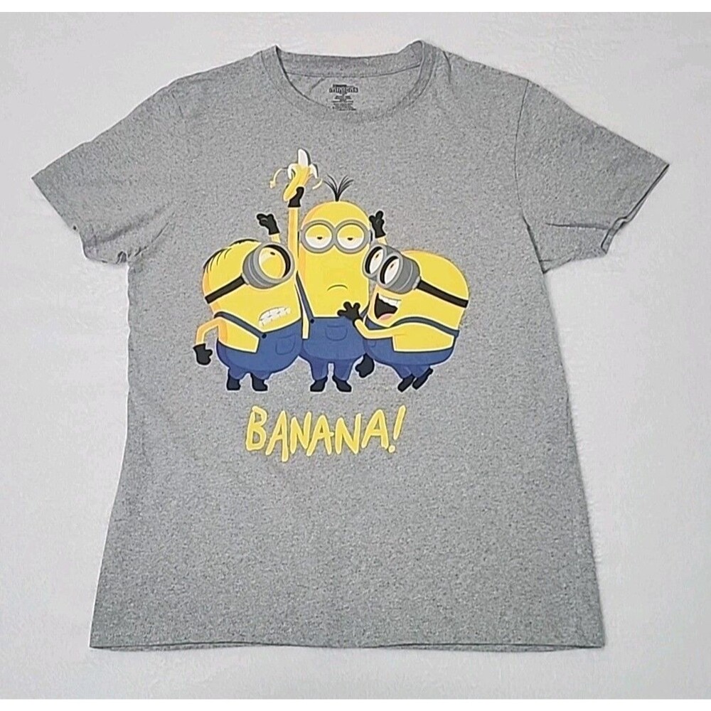 Illumination Presents Minions Short Sleeve Gray T-Shirt Women Size Medium